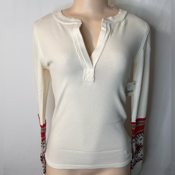NWT Free People Mikah Layering Cuff. Cream Combo Red Black Long Sleeve Size S - Picture 1 of 15